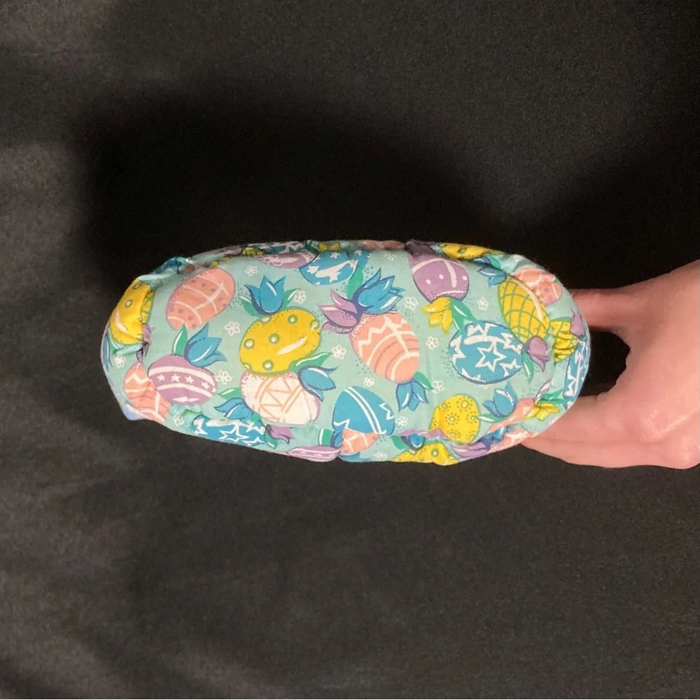 Vintage Miles Kimball Mini Pastel Easter Egg Pattern Pillow Cloth Basket Purse